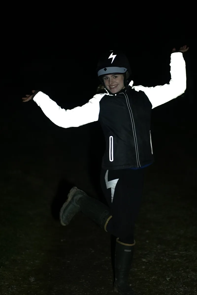 Hy Equestrian Silva Flash Waterproof Padded Jacket - Black/Reflective Silver-3